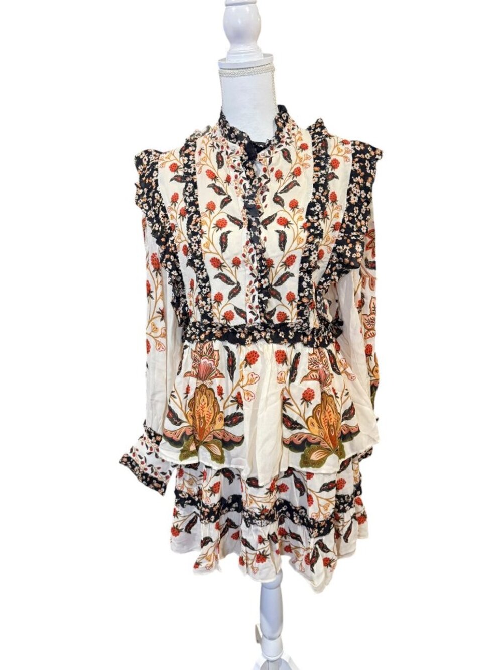 Farm Rio Cream Berry Garden Mini Dress, Size Small NWT